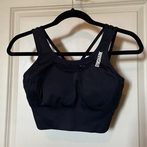 Gymshark black long line mark bra
